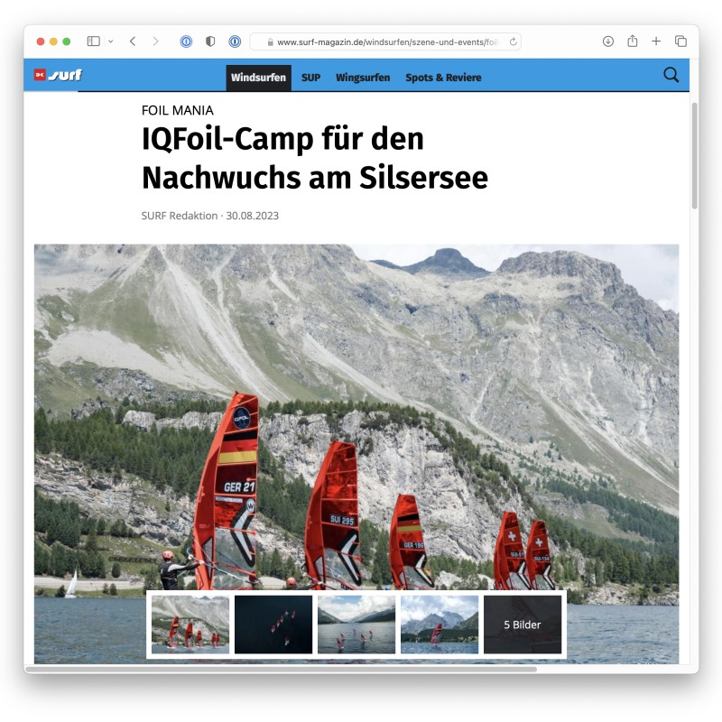 IQFoil-Camp für den Nachwuchs am Silsersee